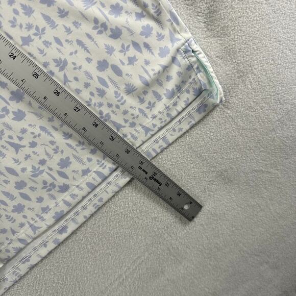 Greyson Polo Shirt Men's large White Blue Geometric All over Print Stretch Tech - Picture 4 of 8